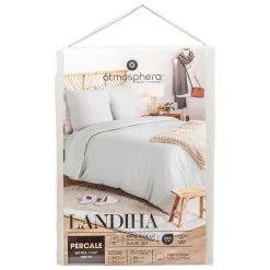 Atmosphera Créateur D'Intérieur Parure de lit Landiha Percale beige lin 260x240cm - Atmosphera