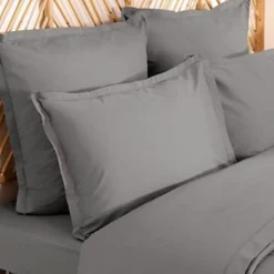 Atmosphera Créateur D'Intérieur Parure de lit Landiha Percale gris 260x240cm - Atmosphera
