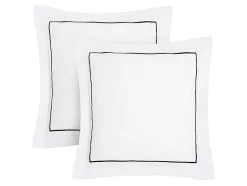 Vente-unique Parure de lit percale de coton 80 fils/cm² - Housse de couette 220 x 240 cm + 2 taies d'oreiller - Blanc bourdon noir - CHARMY Outlet
