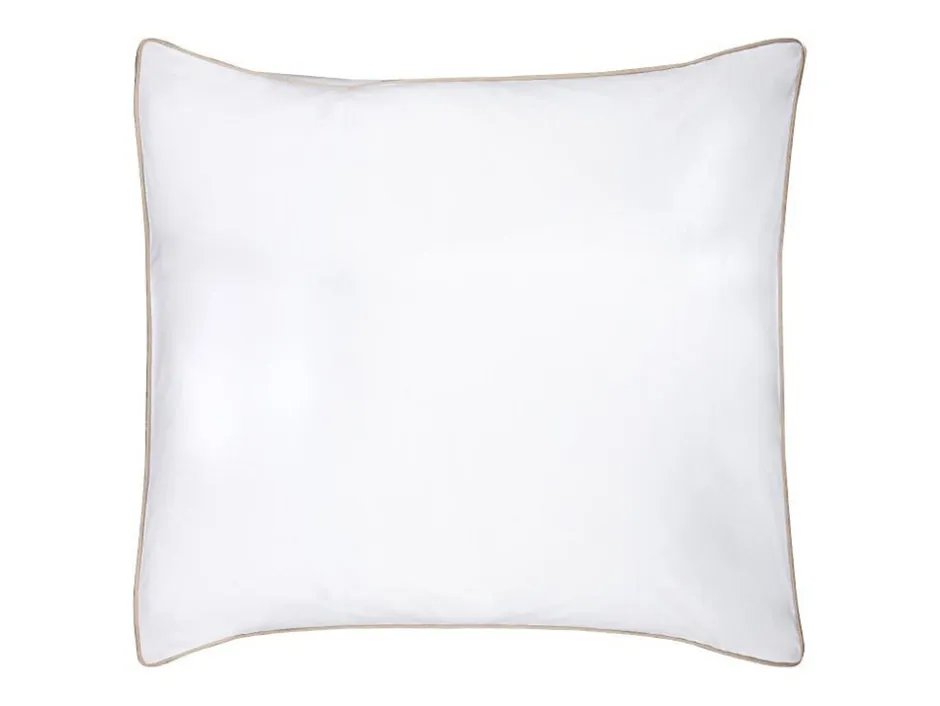Vente-unique Parure de lit percale de coton 80 fils/cm² - Housse de couette 220 x 240 cm + 2 taies d'oreiller 63 x 63 cm - Blanc passepoil