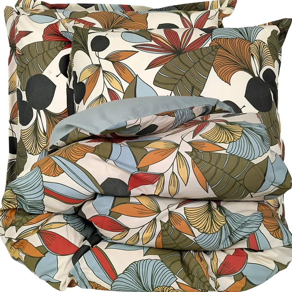 Linnea Parure de lit percale de coton 140x200 cm CASCADE vert Sauge 2 pièces Online