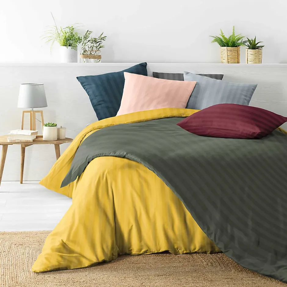 Douceur D'Intérieur Parure de lit rayures dans le tissage (240x220 cm - Gris)