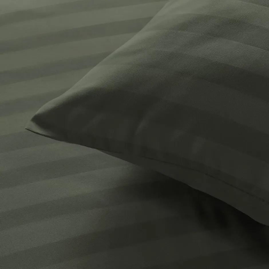 Douceur D'Intérieur Parure de lit rayures dans le tissage (240x220 cm - Vert) New