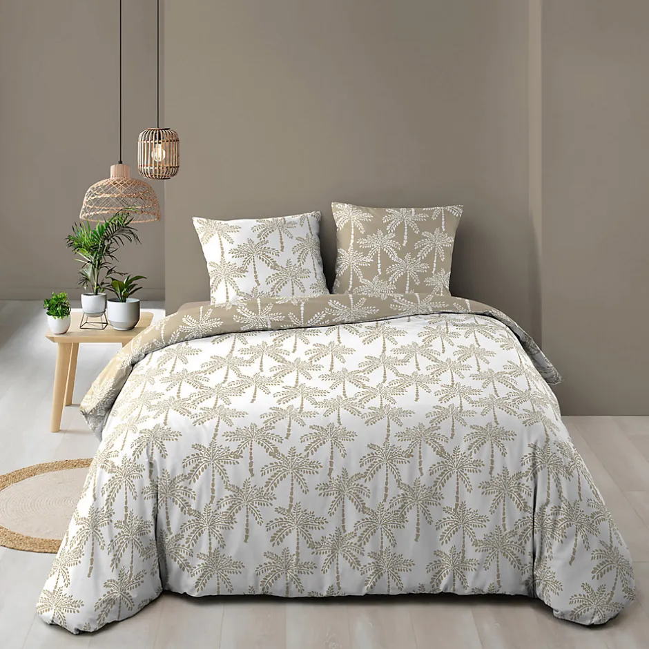 Douceur D'Intérieur Parure de lit réversible 100% coton (240x220 cm - Naturel)