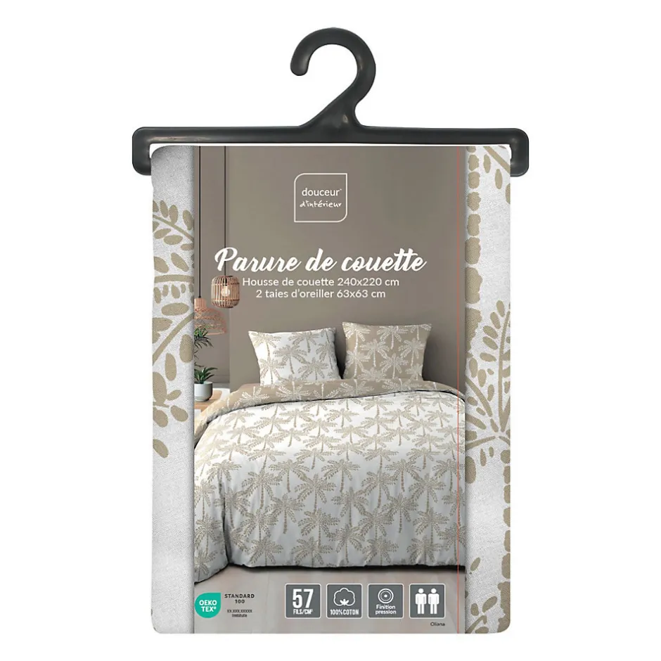 Douceur D'Intérieur Parure de lit réversible 100% coton (240x220 cm - Naturel)