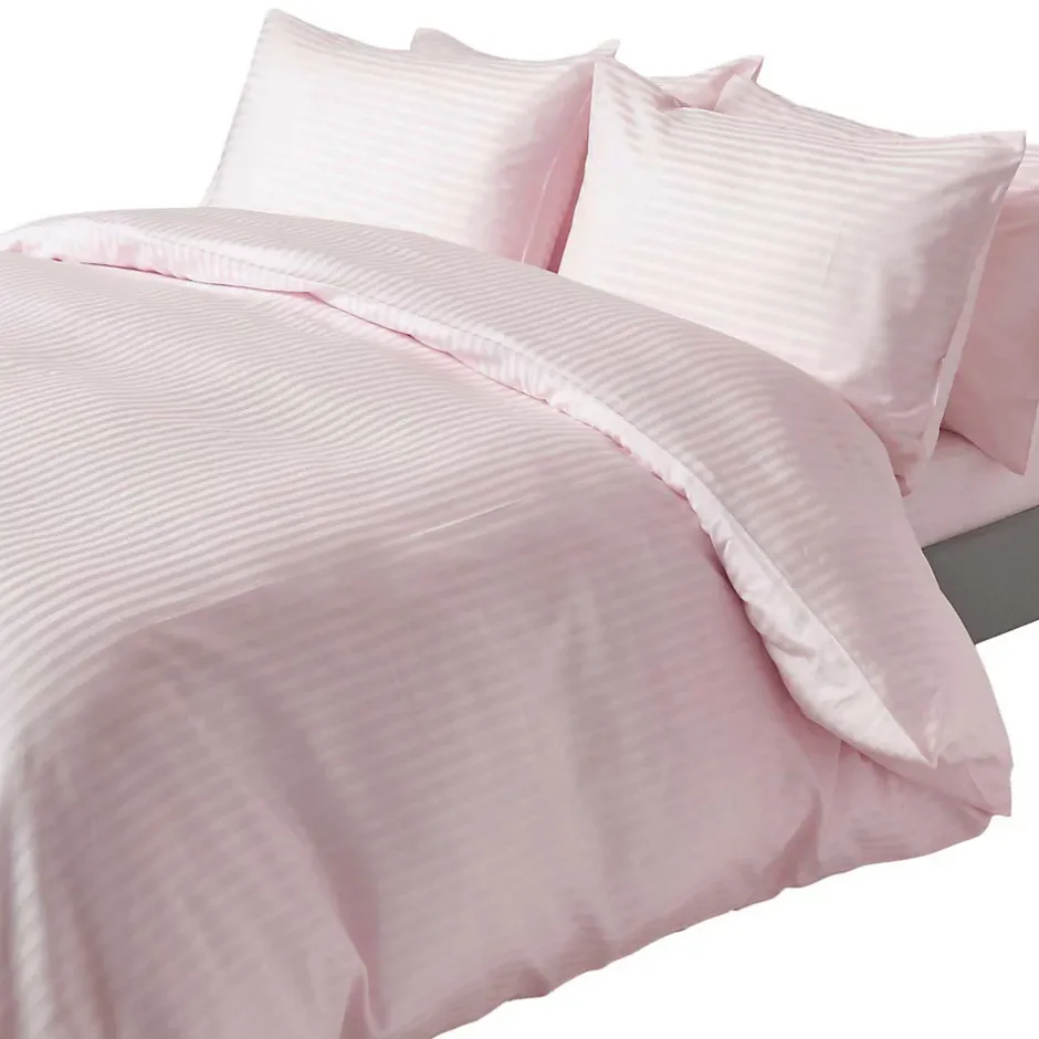 Homescapes Parure de lit satin rayé en coton égyptien 330 fils violet, 260x220cm - Best
