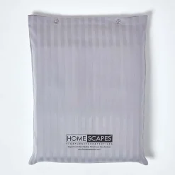 Homescapes Parure de lit satin rayé en coton égyptien 330 fils gris, 200x200cm -