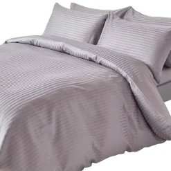 Homescapes Parure de lit satin rayé en coton égyptien 330 fils gris, 230x220cm - Hot