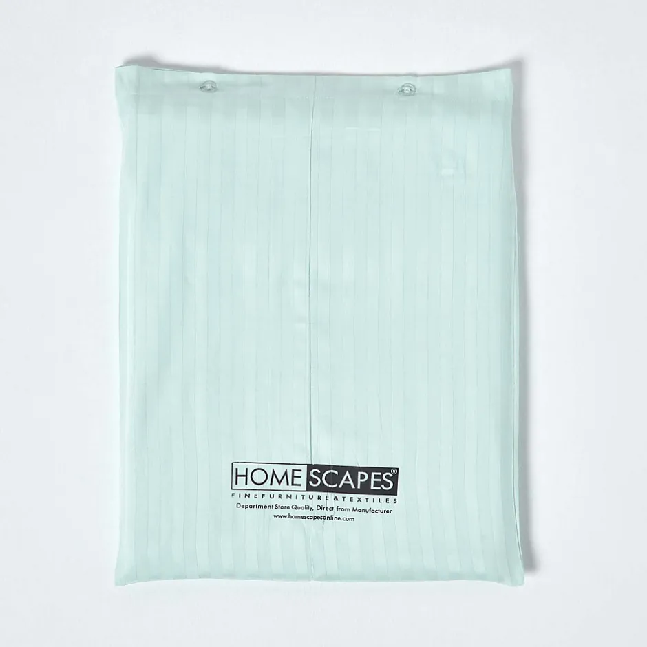 Homescapes Parure de lit satin rayé en coton égyptien 330 fils bleu, 200x200cm -