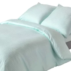 Homescapes Parure de lit satin rayé en coton égyptien 330 fils bleu, 240x220cm - Online
