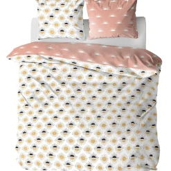 Linnea Parure de lit TERRAMEA 260x240 cm pur coton blanc motifs solaires 3 pièces Discount