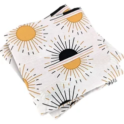 Linnea Parure de lit TERRAMEA 260x240 cm pur coton blanc motifs solaires 3 pièces Discount