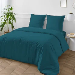 Future Home Parure de lit unie en coton finition bourdon 260x240cm Discount