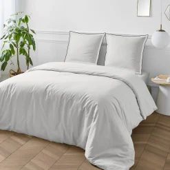 Future Home Parure de lit unie en coton finition bourdon 240x220cm