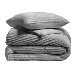 Douceur D'Intérieur Parure de lit 240x220 cm + 2 taies Flanelle relief unie VELOUTEA Anthracite