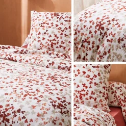 Linnea Parure de lit 140x200 cm 100% flanelle de coton ÉMILIE rouge 2 pièces