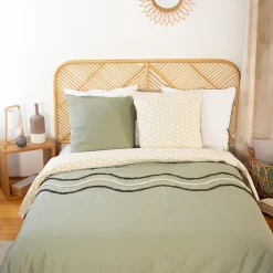 Linnea Parure de lit 260x240 cm coton BCI adouci LINEA Vert 3 pièces