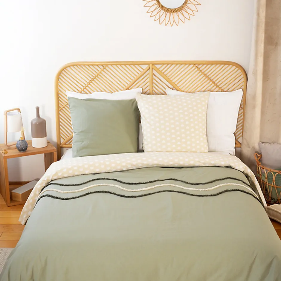 Linnea Parure de lit 260x240 cm coton BCI adouci LINEA Vert 3 pièces