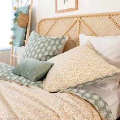 Linnea Parure de lit 240x220 cm coton bci adouci WAY vert 3 pièces