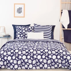 Linnea Parure de lit 260x240 cm coton BCI adouci CAPRI Bleu 3 pièces New