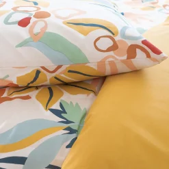Linnea Parure de lit 260x240 cm coton BCI adouci LUCIA Jaune Cobalt 3 pièces