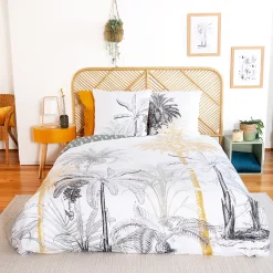 Linnea Parure de lit 260x240 cm coton SOLI vert Outlet