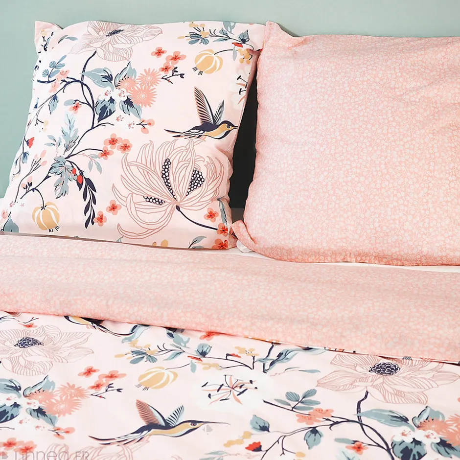 Linnea Parure de lit 260x240 cm coton bci adouci PANGA rose 3 pièces