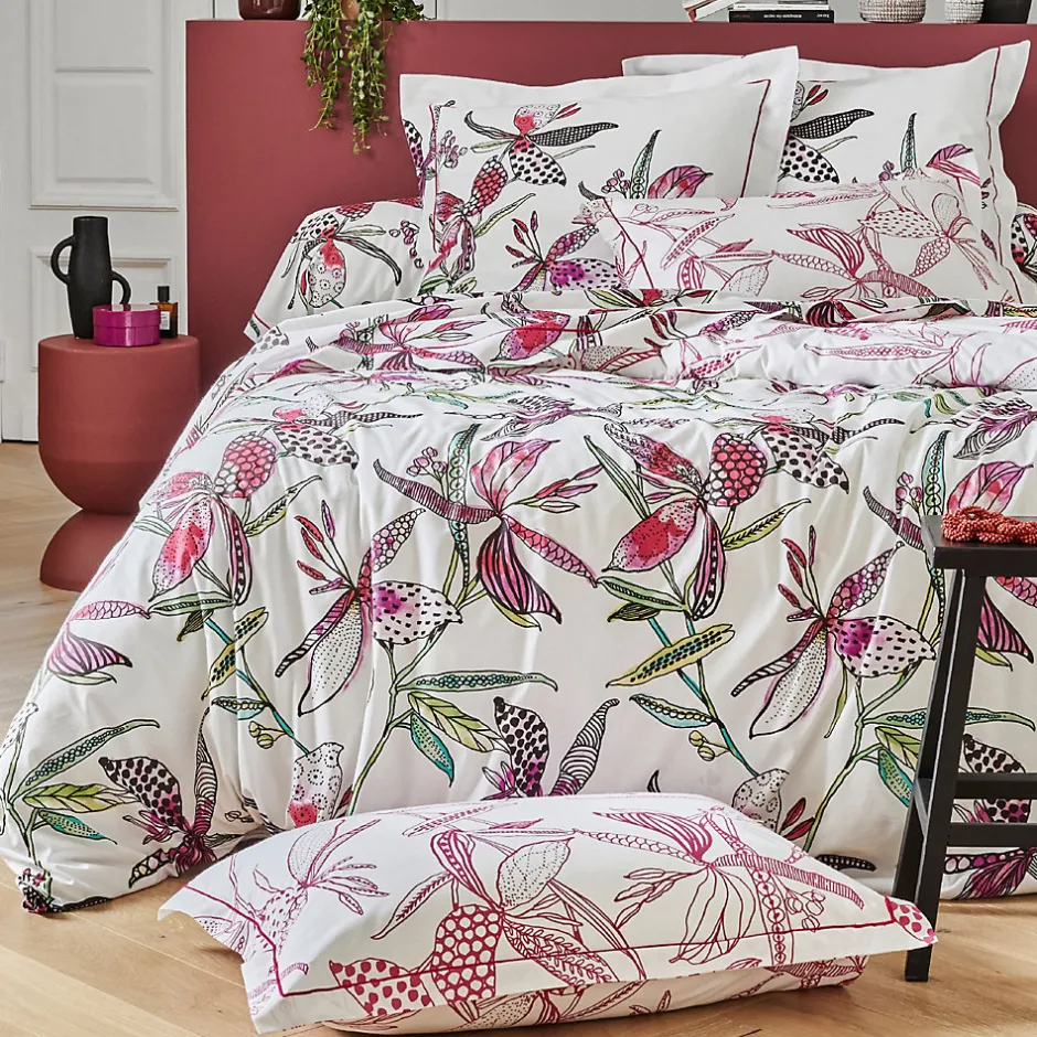 Linnea Parure de lit 200x200 cm coton PÉNÉLOPE Rose 3 pièces