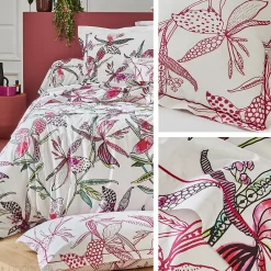 Linnea Parure de lit 200x200 cm coton PÉNÉLOPE Rose 3 pièces