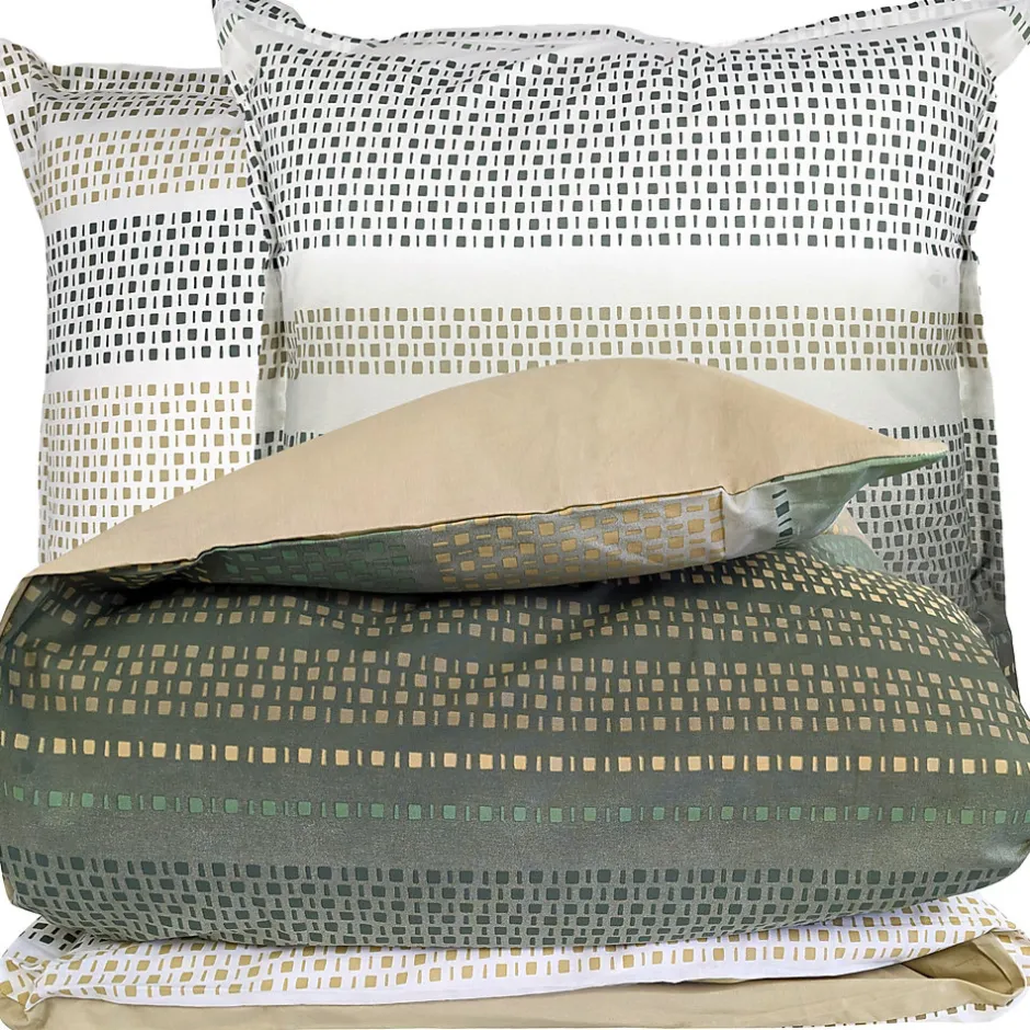 Linnea Parure de lit 280x240 cm coton NIAGARA vert Kaki 3 pièces