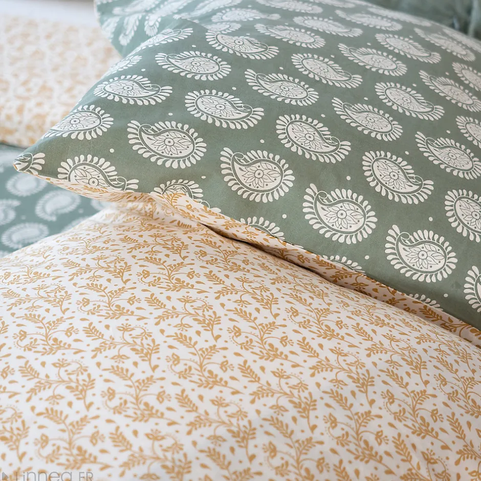 Linnea Parure de lit 260x240 cm coton bci adouci WAY vert 3 pièces