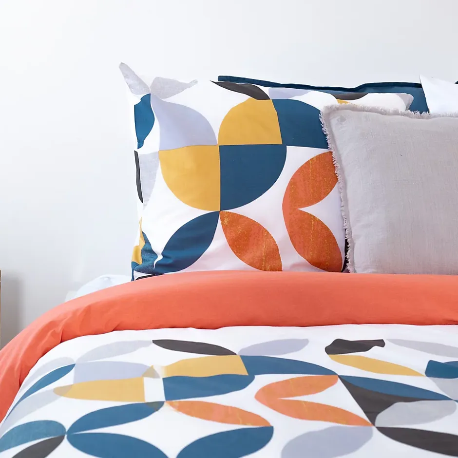 Linnea Parure de lit 240x220 cm coton PRUNE Blanc 3 pièces Outlet