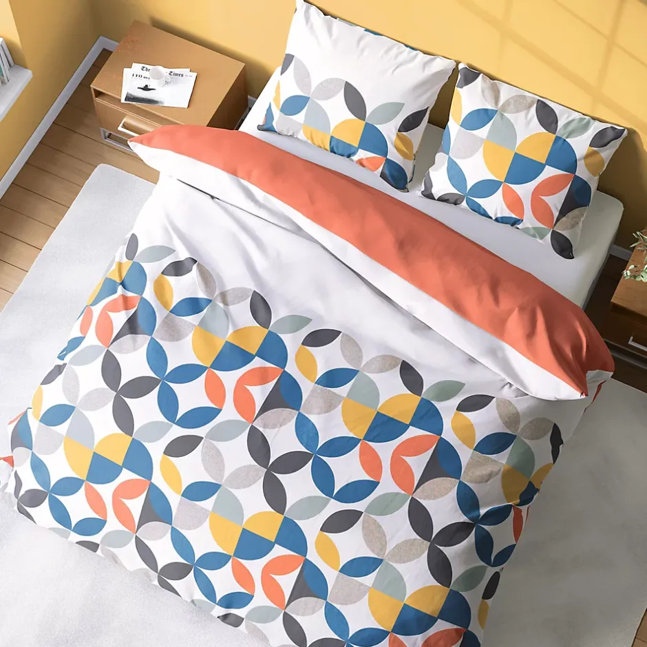 Linnea Parure de lit 240x220 cm coton PRUNE Blanc 3 pièces Outlet