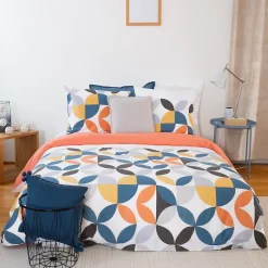 Linnea Parure de lit 240x220 cm coton PRUNE Blanc 3 pièces Outlet