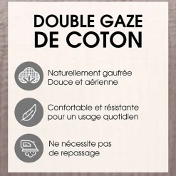 Linnea Parure de lit 260x240 cm double gaze de coton GAZGAZ rouge ocre 3 pièces