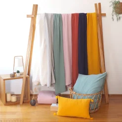 Linnea Parure de lit 260x240 cm double gaze de coton GAZGAZ vert amande 3 pièces