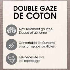 Linnea Parure de lit 260x240 cm double gaze de coton GAZGAZ beige Galet