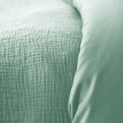 Linnea Parure de lit 240x220 cm double gaze de coton GAZGAZ vert amande 3 pièces