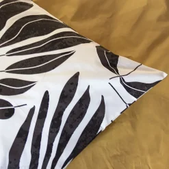 Linnea Parure de lit 260x240 cm en coton NOLIE motif feuillage blanc et jaune 3 pièces New
