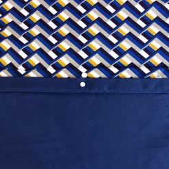 Linnea Parure de lit 140x200 cm en microfibre LOSS bleu foncé motif géométrique 2 pièces