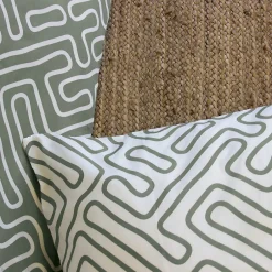 Linnea Parure de lit 140x200 cm en microfibre PARCHEMIN vert motif graphique 2 pièces Clearance