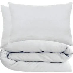 Linnea Parure de lit 280x240 cm et 50x70 cm coton lavé PALACE blanc neige 3 pièces Outlet
