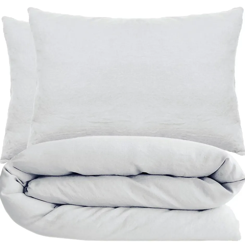 Linnea Parure de lit 280x240 cm et 50x70 cm coton lavé PALACE blanc neige 3 pièces Outlet