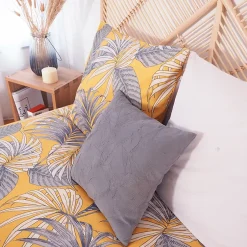 Linnea Parure de lit 240x220 cm Microfibre 50% recyclée AQUILIE Jaune 3 pièces Clearance