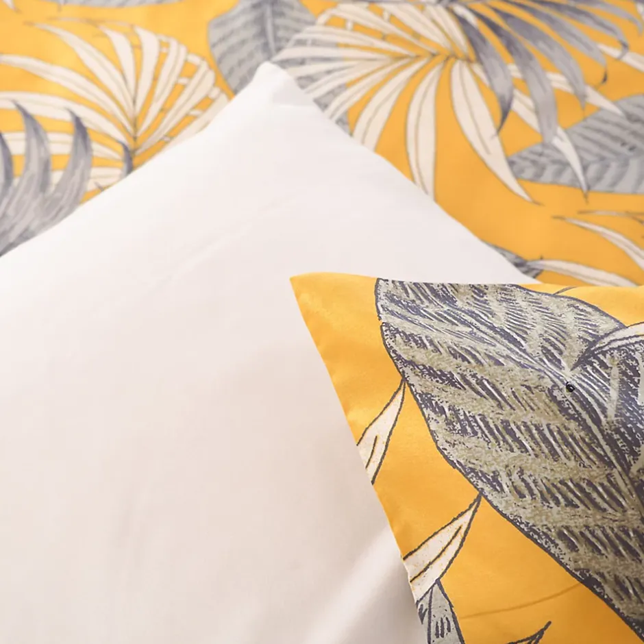Linnea Parure de lit 240x220 cm Microfibre 50% recyclée AQUILIE Jaune 3 pièces Clearance