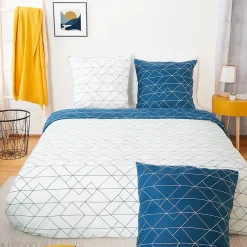 Linnea Parure de lit 240x220 cm microfibre LIST bleu 3 pièces