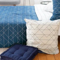 Linnea Parure de lit 240x220 cm microfibre LIST bleu 3 pièces