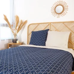 Linnea Parure de lit 240x220 cm Microfibre 50% recyclée FLENA Bleu 3 pièces