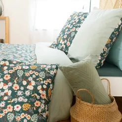 Linnea Parure de lit 260x240 cm microfibre CUEILLETTE vert 3 pièces