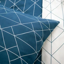 Linnea Parure de lit 140x200 cm microfibre LIST bleu 2 pièces